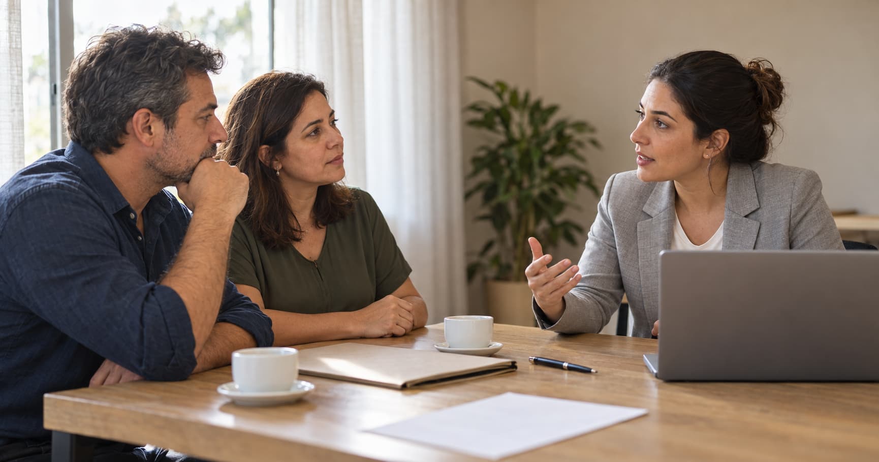 Consultora explica a um casal como desistir do consórcio, quando recebe de volta e quanto perde